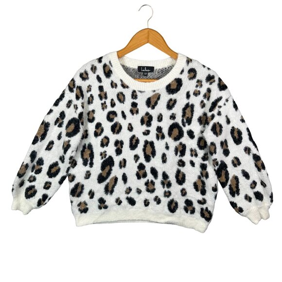 Free Spirited White Leopard Print Knit Sweater - Picture 2 of 10